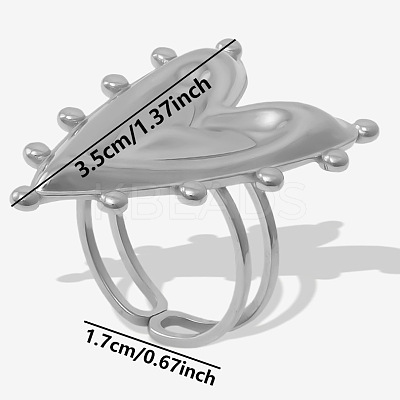 304 Stainless Steel Heart Cuff Ring DX8614-1-1