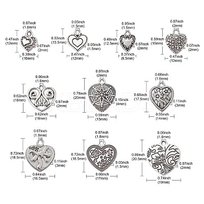 50Pcs 10 Style Tibetan Style Alloy Pendants FIND-CJ0001-16-1