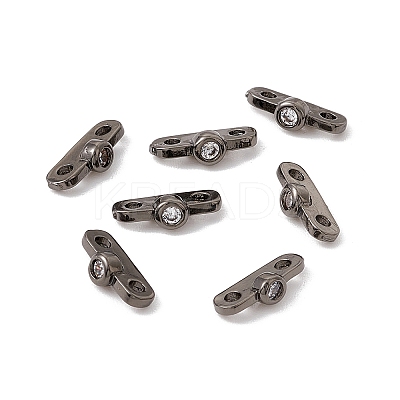 Rack Plating Brass Pave Clear Cubic Zirconia Connector Charms LS-KK-G433-04B-1