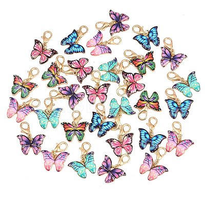 30Pcs 6 Colors Alloy Enamel Pendant Decorations HJEW-YW00117-1