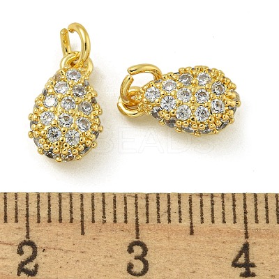 Rack Plating Brass Micro Pave Clear Cubic Zirconia Charms KK-Z067-23G-05-1