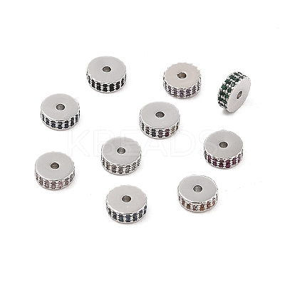 Rack Plating Brass Micro Pave Cubic Zirconia Beads KK-F879-14P-1