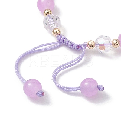 Flower Glass & Acrylic Braided Bead Adjustable Bracelets for Women BJEW-JB10446-1