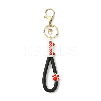 Cat Paw Print PVC & Iron Alloy Lobster Claw Clasp Keychain KEYC-JKC01105-02-1