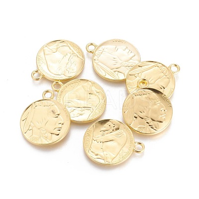 Tibetan Style Alloy Coin Pendants TIBEP-GC001-G-RS-1
