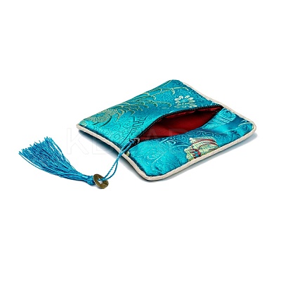 Chinese Brocade Tassel Zipper Jewelry Bag Gift Pouch ABAG-F005-05-1
