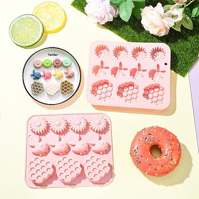 2Pcs Bees & Flower & Honeycomb Shape Silicone Molds ST-CJ0043-008-1