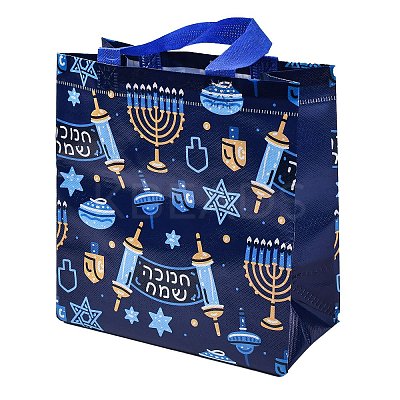 Hanukkah Theme Non-Woven Reusable Folding Gift Bags with Handle ABAG-NH0001-01A-1