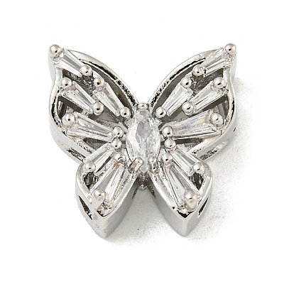 Brass Micro Pave Clear Cubic Zirconia Beads KK-Z057-08P-1