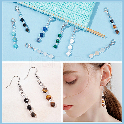 Star Cut Faceted Round Pendant Stitch Markers HJEW-AB00335-1