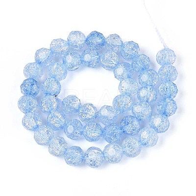 Transparent Crackle Glass Beads Strands GLAA-N053-10mm-04-1