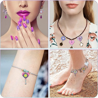 42Pcs 21 Styles Alloy Enamel Connector Charms ENAM-CJ0004-42-1