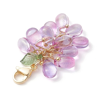 Teardrop Glass & Acrylic Pendant Decoration HJEW-TA00270-1