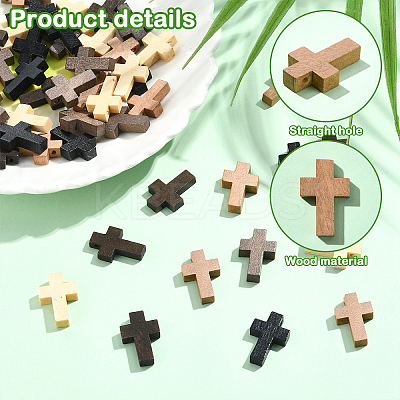 50Pcs 5 Styles Wooden Pendants FIND-YW0005-73-1