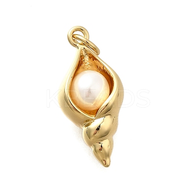 Brass & ABS Imitation Pearl Pendants X-KK-D339-18G-1
