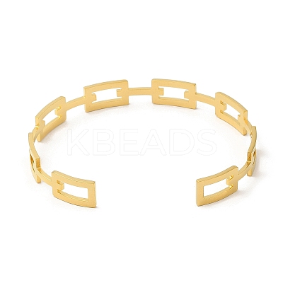 304 Stainless Steel Hollow Rectangle Cuff Bangles LS-BJEW-H322-01G-1