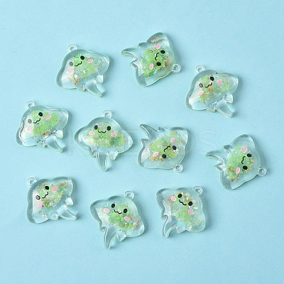10Pcs Luminous Transparent Resin Pendants RESI-YW0004-44B-1