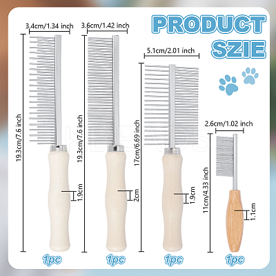 4Pcs 4 Styles Stainless Steel Combs AJEW-OC0013-77-1