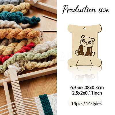 14Pcs 14 Style Plywood Thread Winding Boards WOOD-WH0060-10-1