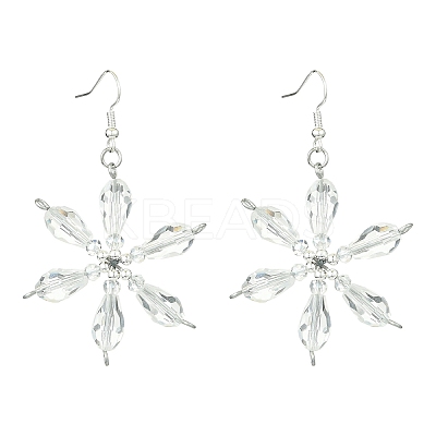 Christmas Snowflake Glass Dangle Earrings EJEW-TA00507-1