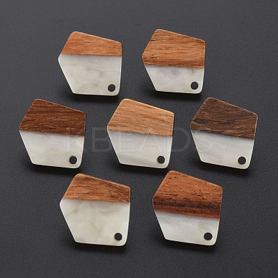 Two Tone Resin & Walnut Wood Stud Earring Findings MAK-N032-032-1