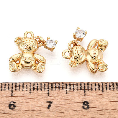 Brass Micro Pave Clear Cubic Zirconia Pendants KK-T078-02G-05-1