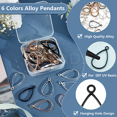 60Pcs 6 Colors Alloy Open Back Bezel Pendants FIND-OC0003-37-1