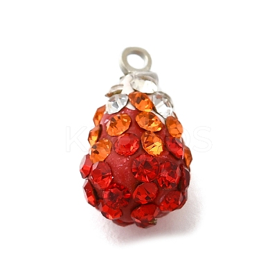 Rhinestone Clay Brass Pendants KK-D295-10P-1