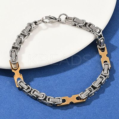 201 Stainless Steel Byzantine Chain Bracelets for Women BJEW-B143-13GP-1