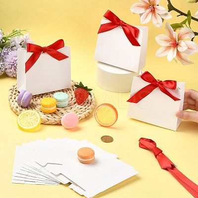White Cardboard Paper Wedding Candy Boxes with Ribbon CON-FZC0002-002D-1