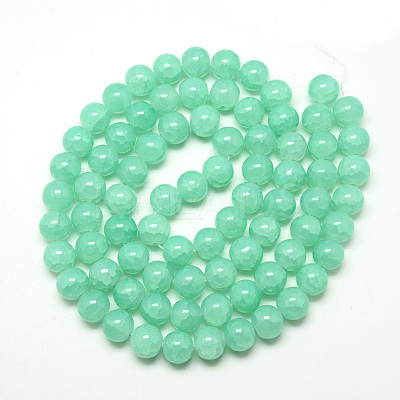 Baking Paint Crackle Glass Beads Strands X-DGLA-Q023-8mm-YS19-1