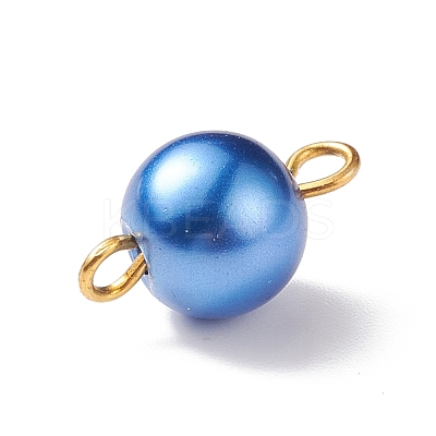 Glass Imitation Pearl Connector Charms PALLOY-JF01881-01-1