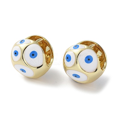 Round with Evil Eye Enamel Hook Earrings EJEW-M237-01G-02-1