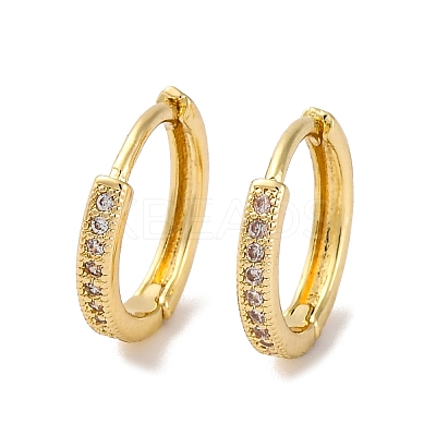 Ion Plating(IP) Brass Micro Pave Clear Cubic Zirconia Hoop Earrings for Women EJEW-U031-02G-1