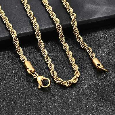 304 Stainless Steel Rope Chain Necklaces NJEW-P047-40-1