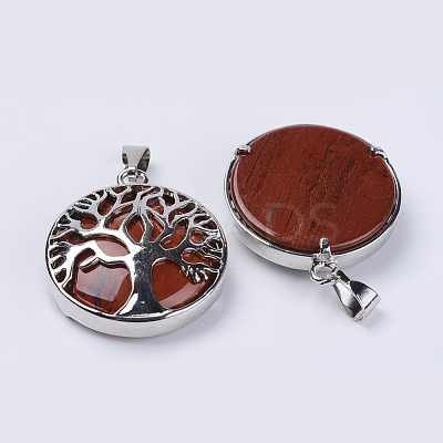 Natural Red Jasper Pendants G-P350-D07-1