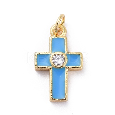 Cubic Zirconia Tiny Cross Charms KK-G363-03G-04-1