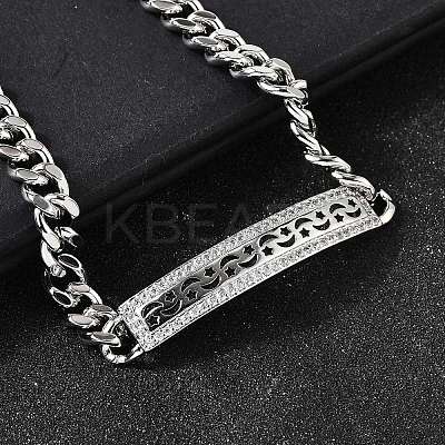 Brass Micro Pave Clear Cubic Zirconia Rectangle Link Bracelets BJEW-F498-01B-P-1