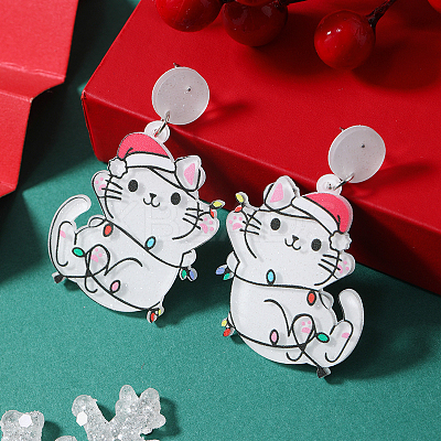 Festive Christmas Acrylic Stud Earrings for Holiday Season Celebration KD3160-1-1