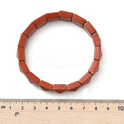 Square Natural Red Jasper Beads Stretch Bracelets for Women Men BJEW-C097-06S-1