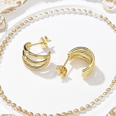 304 Stainless Steel Triple C-Shaped Stud Earrings for Women EJEW-C096-68G-01-1