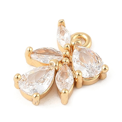 Brass Micro Pave Clear Cubic Zirconia Charms KK-R219-31G-1