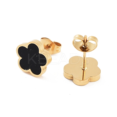 Flower Resin Stud Earrings EJEW-K281-01G-03-1