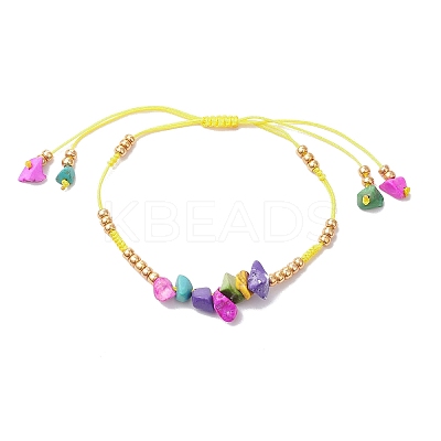 Dyed Synthetic Turquoise Chip & MIYUKI Round Rocailles Beads Braided Bead Bracelets BJEW-MZ00252-02-1