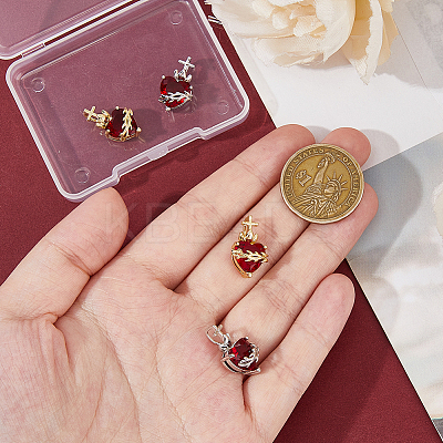4Pcs 2 Colors Brass Glass Pendants KK-HS0015-77-1