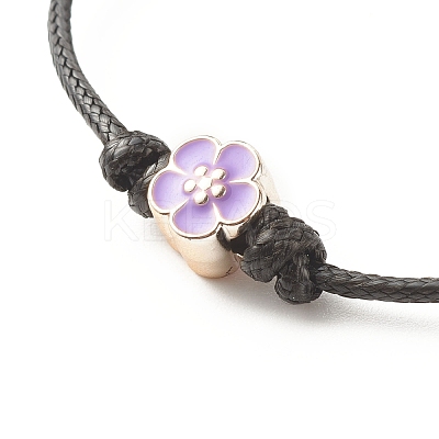 Plum Blossom Acrylic Enamel Beaded Cord Bracelet BJEW-JB07851-1