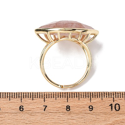 Horse Eye Natural Strawberry Quartz Cuff Rings RJEW-M076-04G-04-1