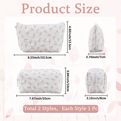 2Pcs 2 Styles Portable Travel Polyester Cosmetic Zipper Storage Clutch Bags ABAG-CY0001-01B-1