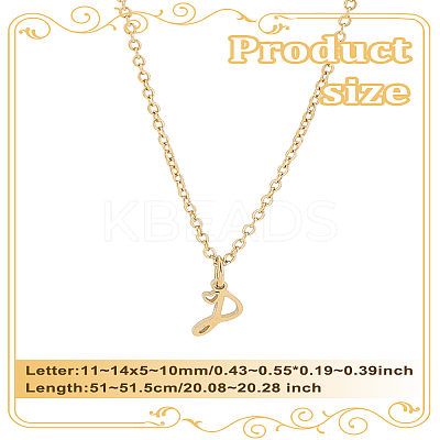 1pc 304 Stainless Steel Letter Pendant Necklaces NJEW-LP0001-39P-G-1