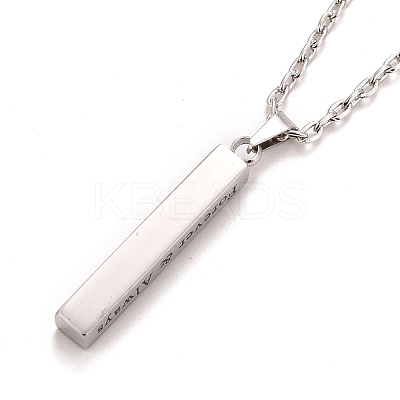 Rectangle with Word I Love You 304 Stainless Steel Pendant Necklace with Alloy Cable Chain for Women LS-NJEW-M192-01P-1